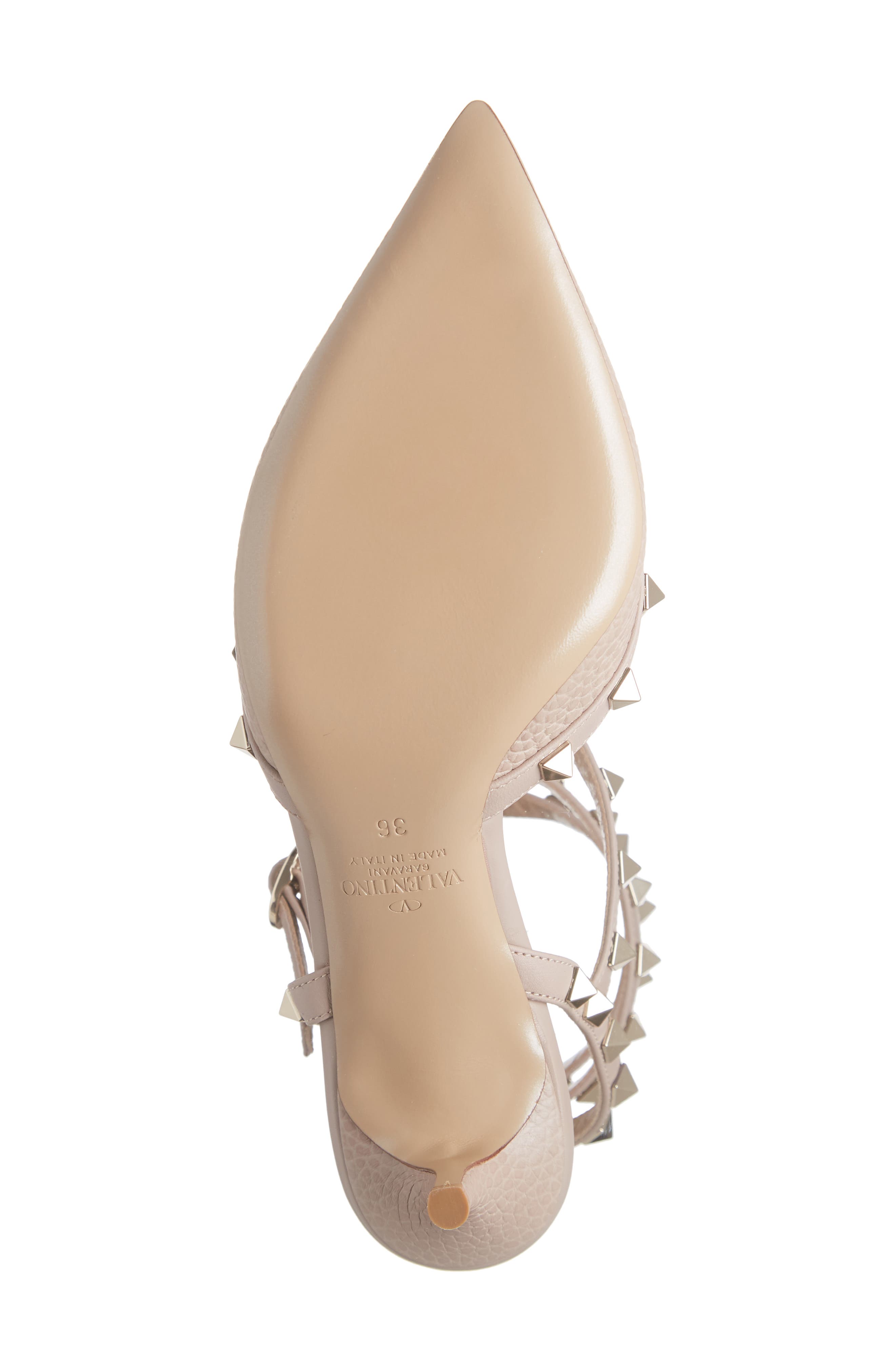 Rockstud Pointy Toe Pump, Alternate, color, POUDRE LEATHER