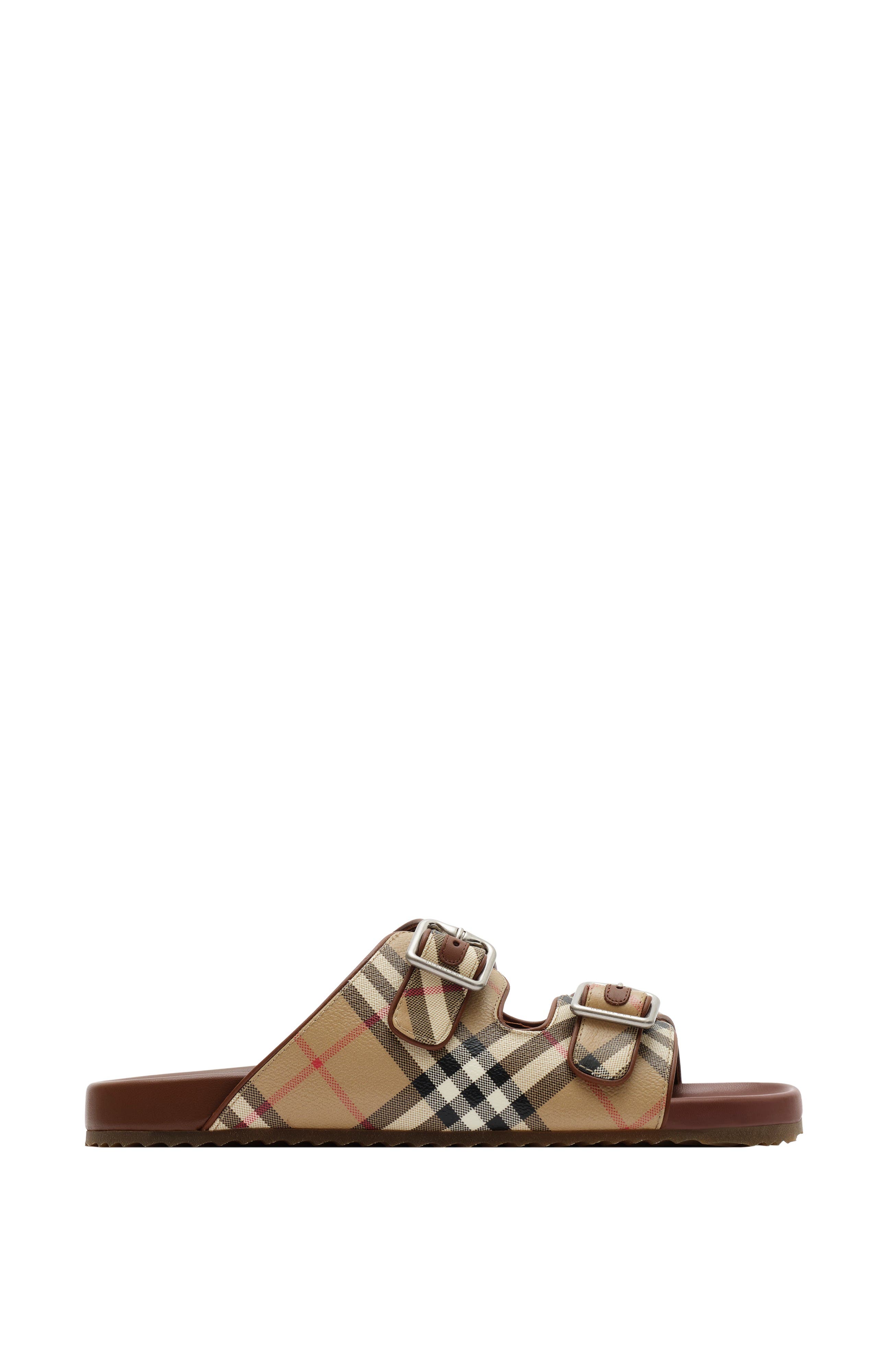 Check and Leather Urchin Sandals, Main, color, Archive beige