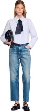 SANDRO Cropped shirt with removable tie