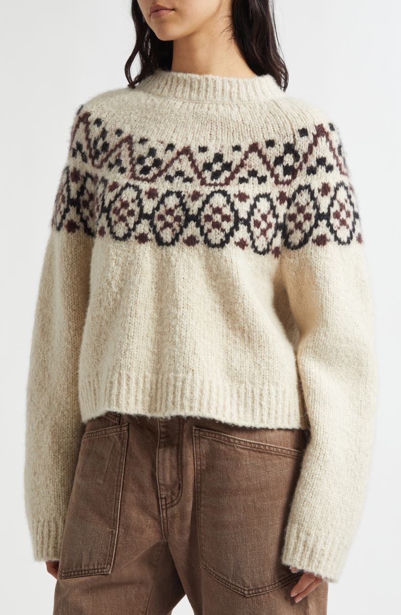 Nili Lotan Chrissy Fair Isle Cashmere & Silk Sweater, Alternate, color, Beige Melange Fair Isle