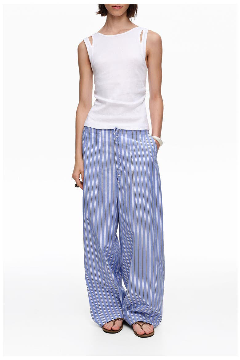Striped Cotton Jogger Trousers, Main, color, BLUE