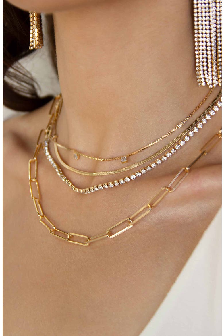 Set of 4 Crystal & Chain Link Necklaces, Alternate, color, GOLD