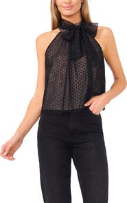 CeCe Swiss Dot Tulle Top