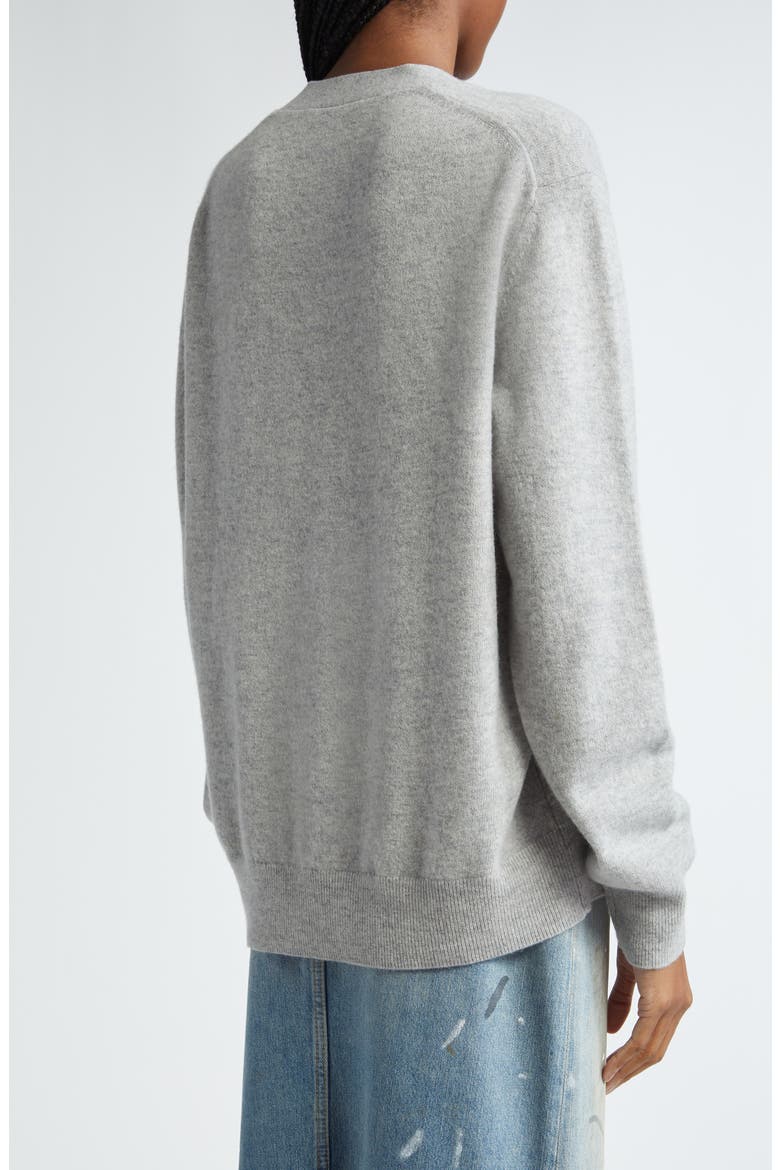 Keve Face Patch Wool Cardigan, Alternate, color, LIGHT GREY MELANGE