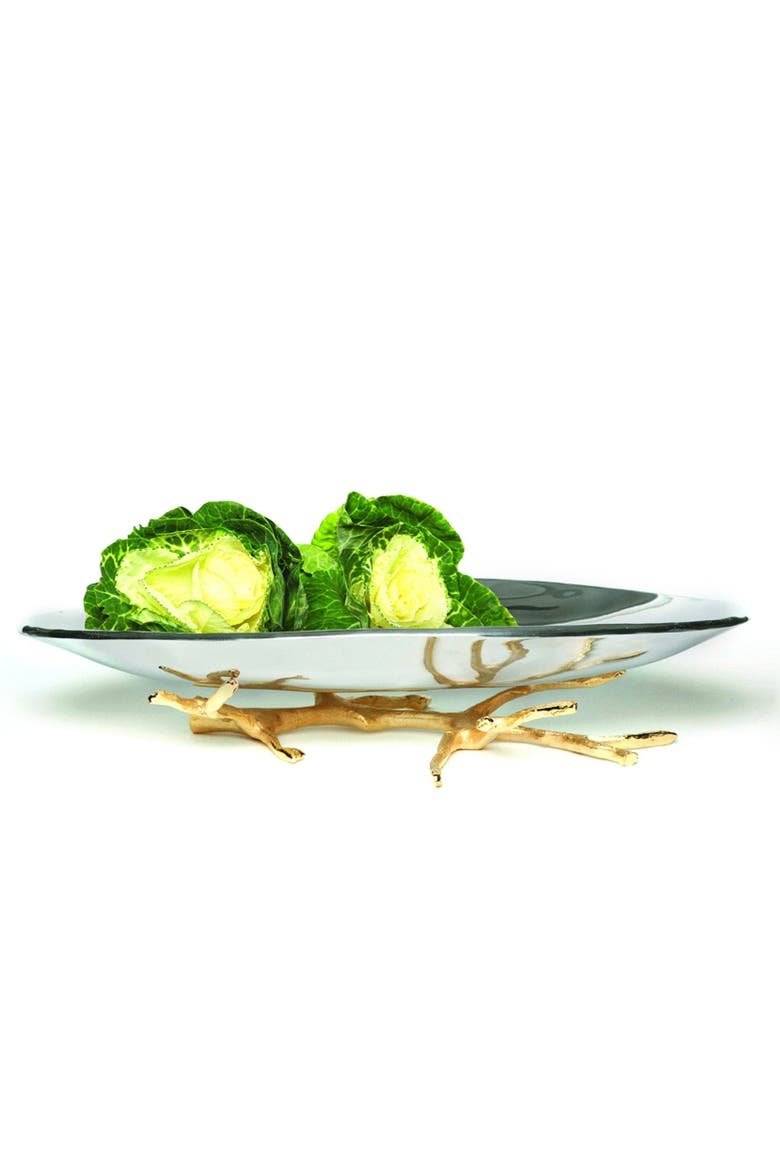 Manzanita Pedestal Platter, Alternate, color, Gold