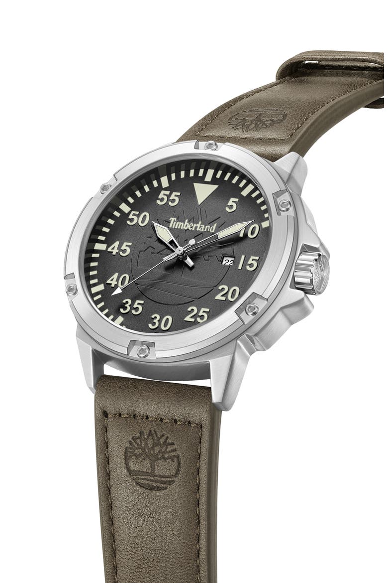Classic Leather Strap Watch, 46mm, Alternate, color, DARK BROWN