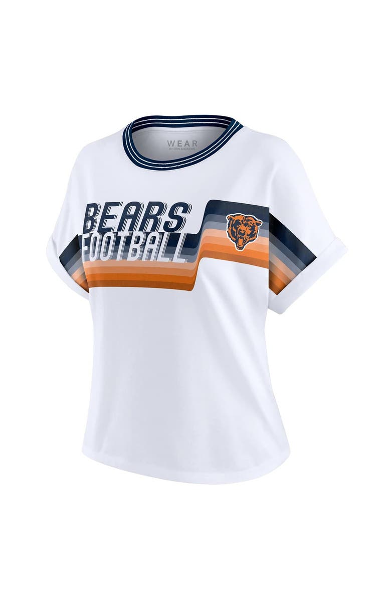WEAR by Erin Andrews Women's WEAR by Erin Andrews White Chicago Bears Cropped Center Stripe Dolman T-Shirt, Alternate, color, White