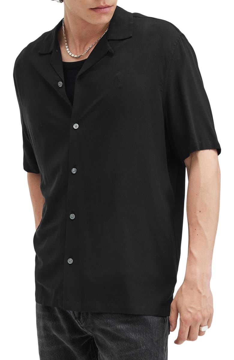 AllSaints Venice Solid Camp Shirt, Alternate, color,