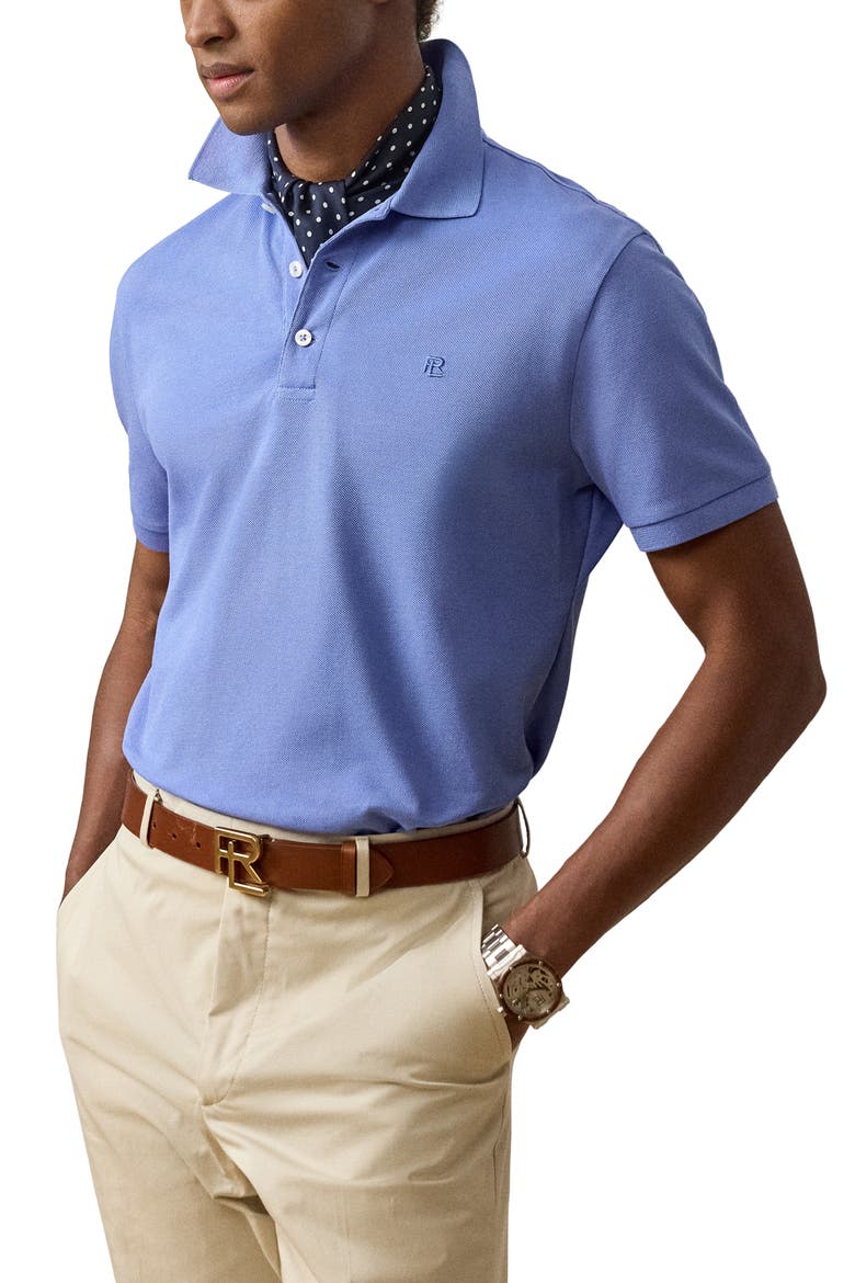 Embroidered Logo Cotton Piqué Polo, Main, color, PERIWINKLE