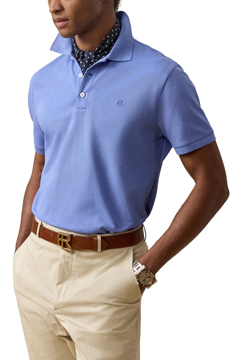 Ralph Lauren Purple Label Embroidered Logo Cotton Piqué Polo, Main, color, Periwinkle