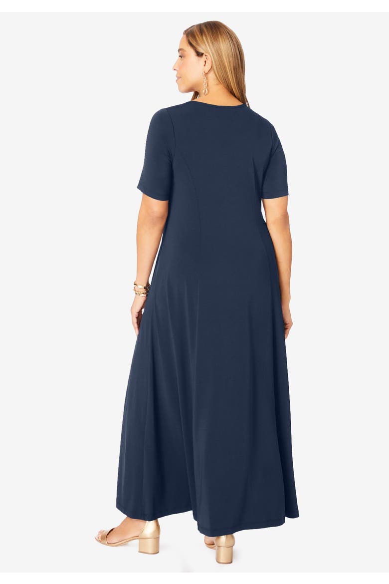 Stretch Knit Sweetheart Maxi Dress, Alternate, color, AZURE MIST