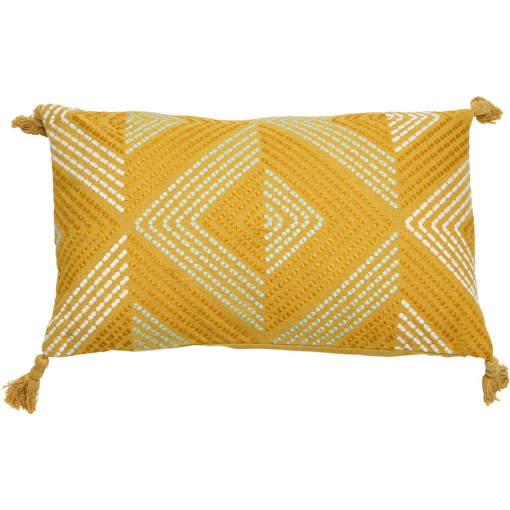 Storied Home Lumbar Pillow With Tassels In Yellow
