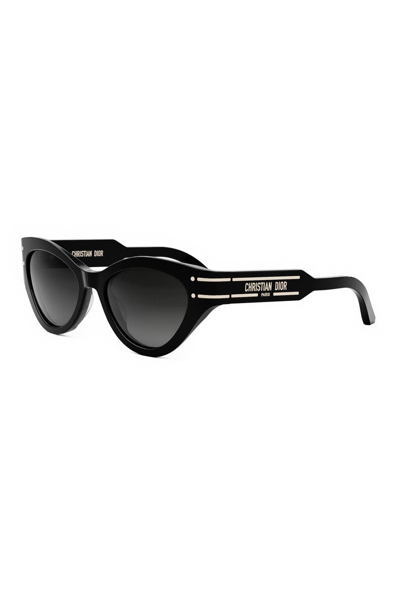 ‘DiorSignature B7I 52mm Cat Eye Sunglasses, Alternate, color, SHINY LIGHT BLUE / SMOKE
