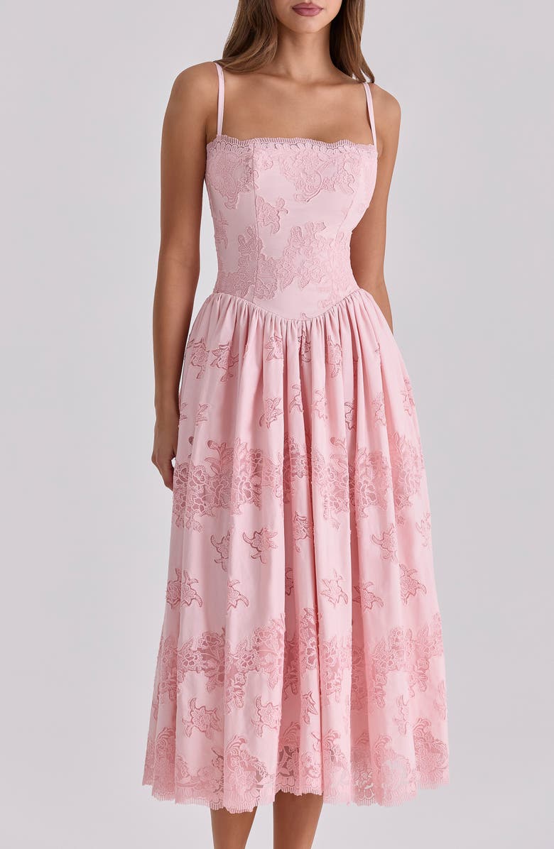 HOUSE OF CB Chloe Broderie Anglaise Party Dress, Alternate, color, Pink