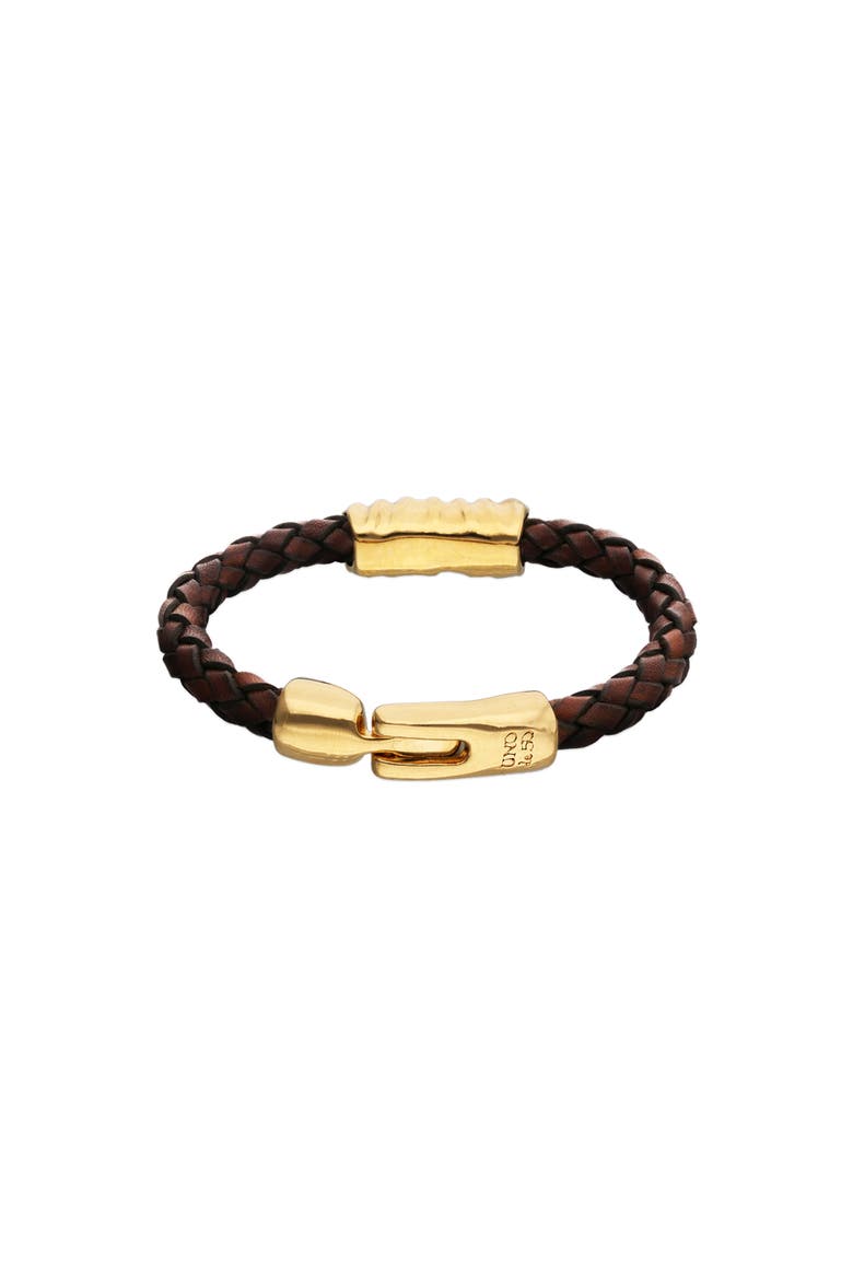 18K Gold-Plated Leather Bracelet, Alternate, color, Gold