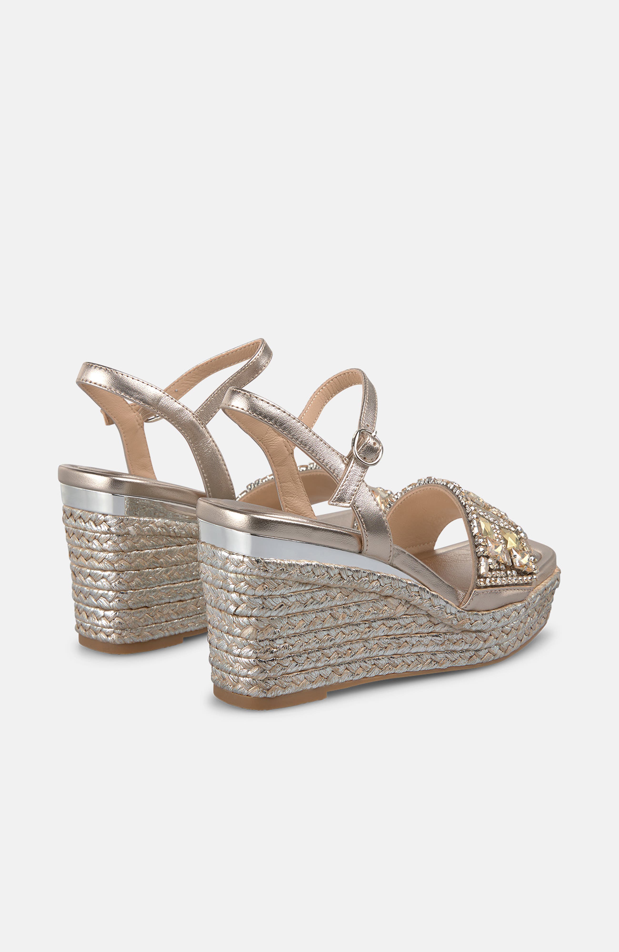 Esparto Wedge Sandal With Rhinestone Strap, Alternate, color, Bronze