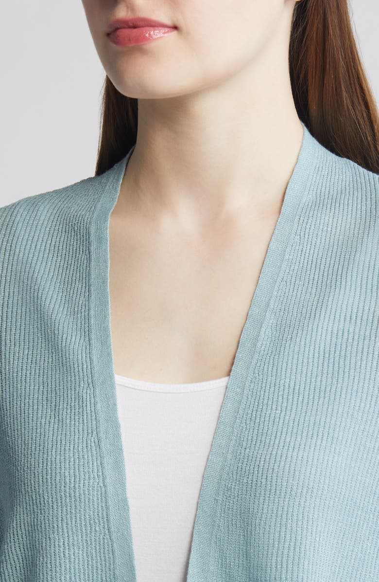 Eileen Fisher Ribbed Organic Linen & Cotton Cardigan, Alternate, color, Seafoam
