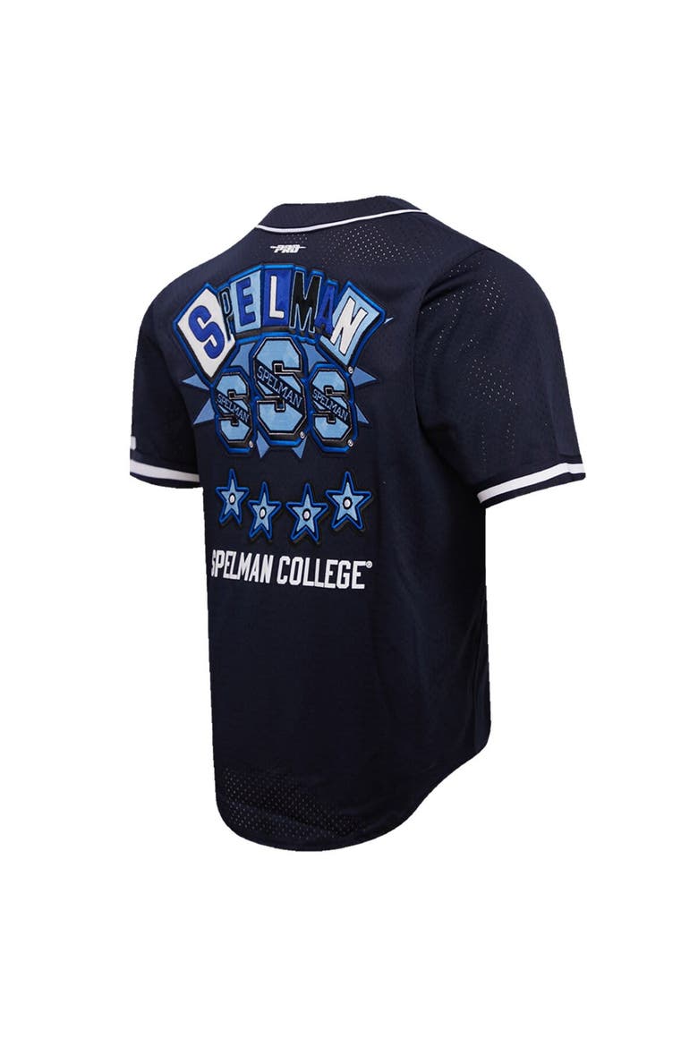 Men's Pro Standard Navy Spelman College Jaguars Homecoming Mesh Button-Down Shirt, Alternate, color, Navy