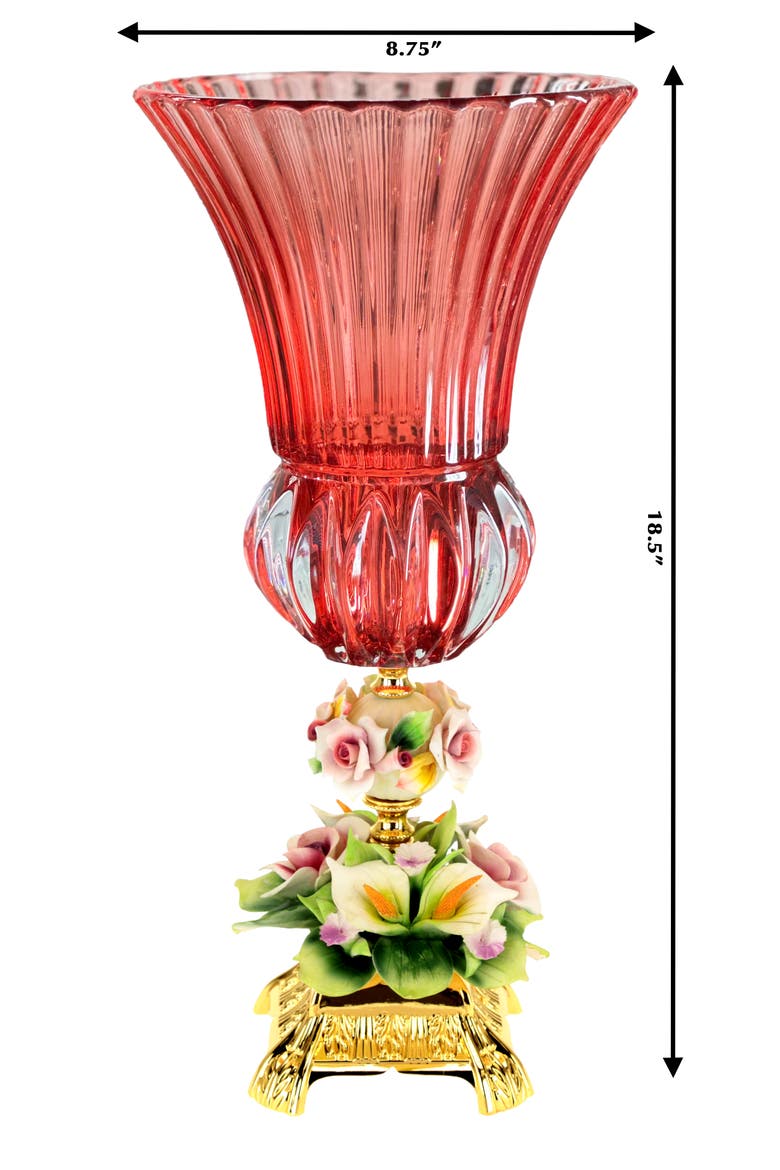 Classic Pedestal Rose Vase, Alternate, color, Ruby