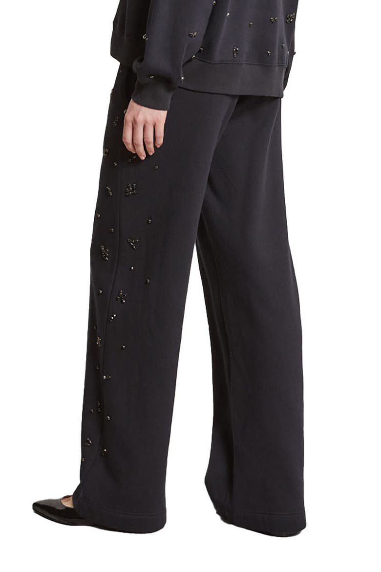 Cotton Jogger Trousers With Strass And Drawstring, Alternate, color, Black