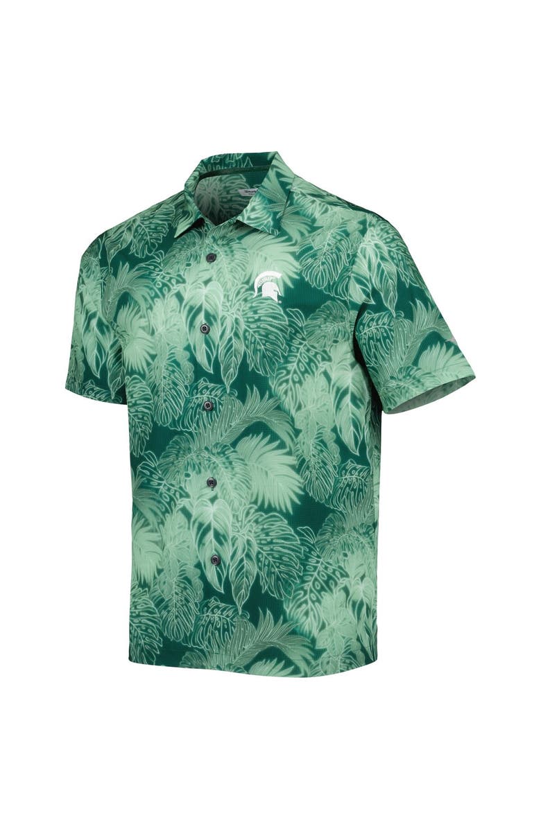 Tommy Bahama Men's Tommy Bahama Green Michigan State Spartans Big & Tall Coast Luminescent Fronds IslandZone Button-Up Camp Shirt, Alternate, color, 