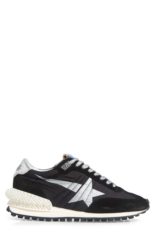 Golden Goose Running Marathon Leather-trimmed Shell Sneakers In Black/silver
