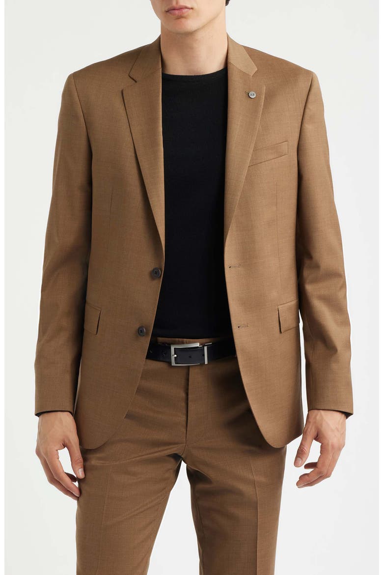 Ross Slim Fit Medium Brown Stretch Wool Twill Suit, Alternate, color, BROWN