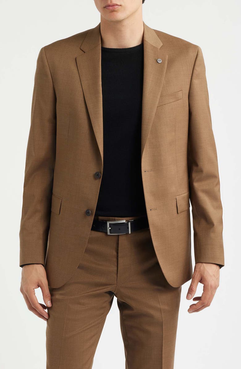 AllSaints Ross Slim Fit Medium Brown Stretch Wool Twill Suit, Alternate, color, Brown