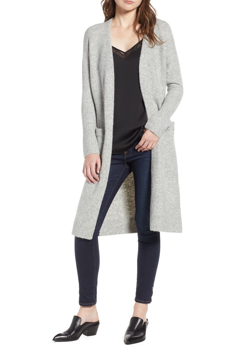 Long Knit Duster, Main, color, GREY LIGHT HEATHER