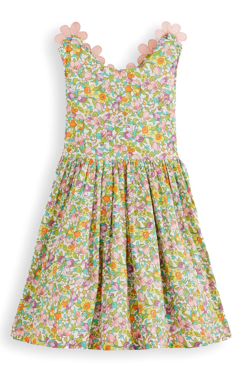 Mini Boden Kids' Floral Appliqué Strap Cotton Sundress, Main, color, Soft Ivory Florabunda