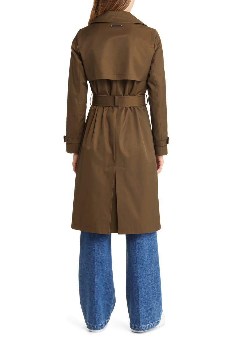 Water Resistant Double Breasted Trench Coat, Alternate, color, OLIVE BRANCH