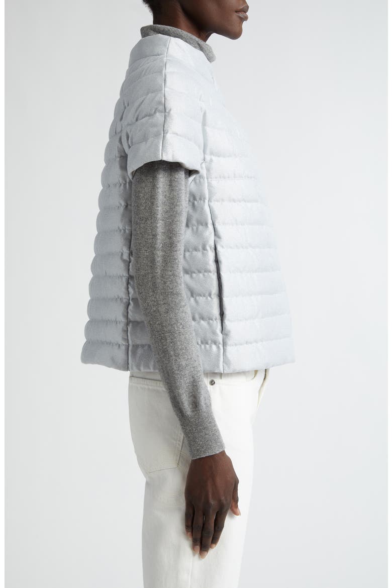 Short Sleeve Down Lamé Cape, Alternate, color, 9409 SILVER GREY