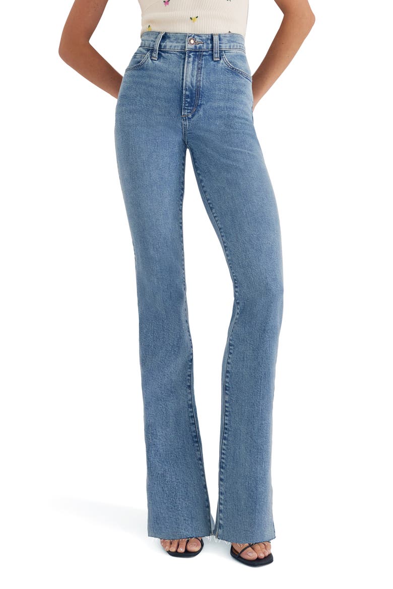 The Valentina Raw Hem Super High Waist Bootcut Jeans, Main, color, INDIO