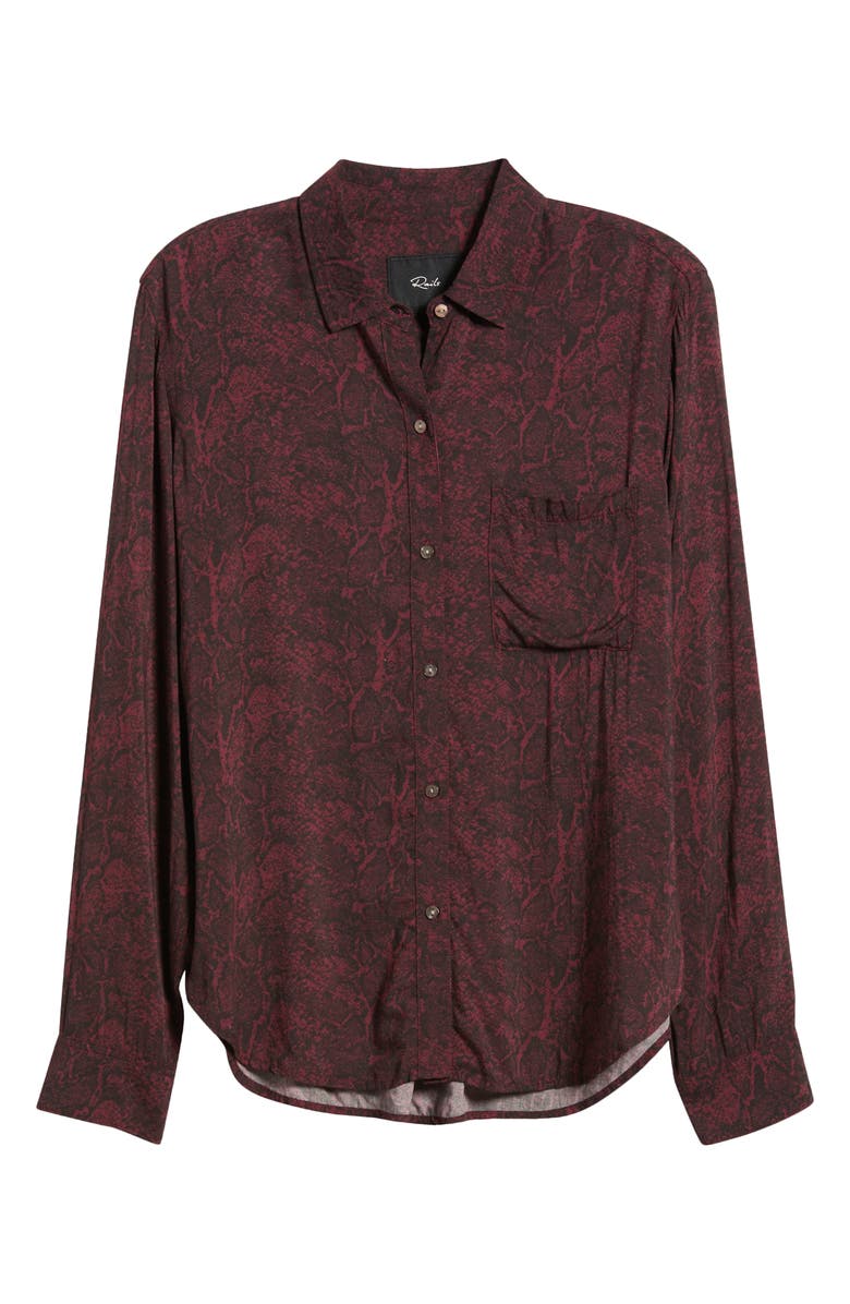 Rails Josephine Snakeskin Print Button-Up Shirt, Alternate, color, Merlot Python