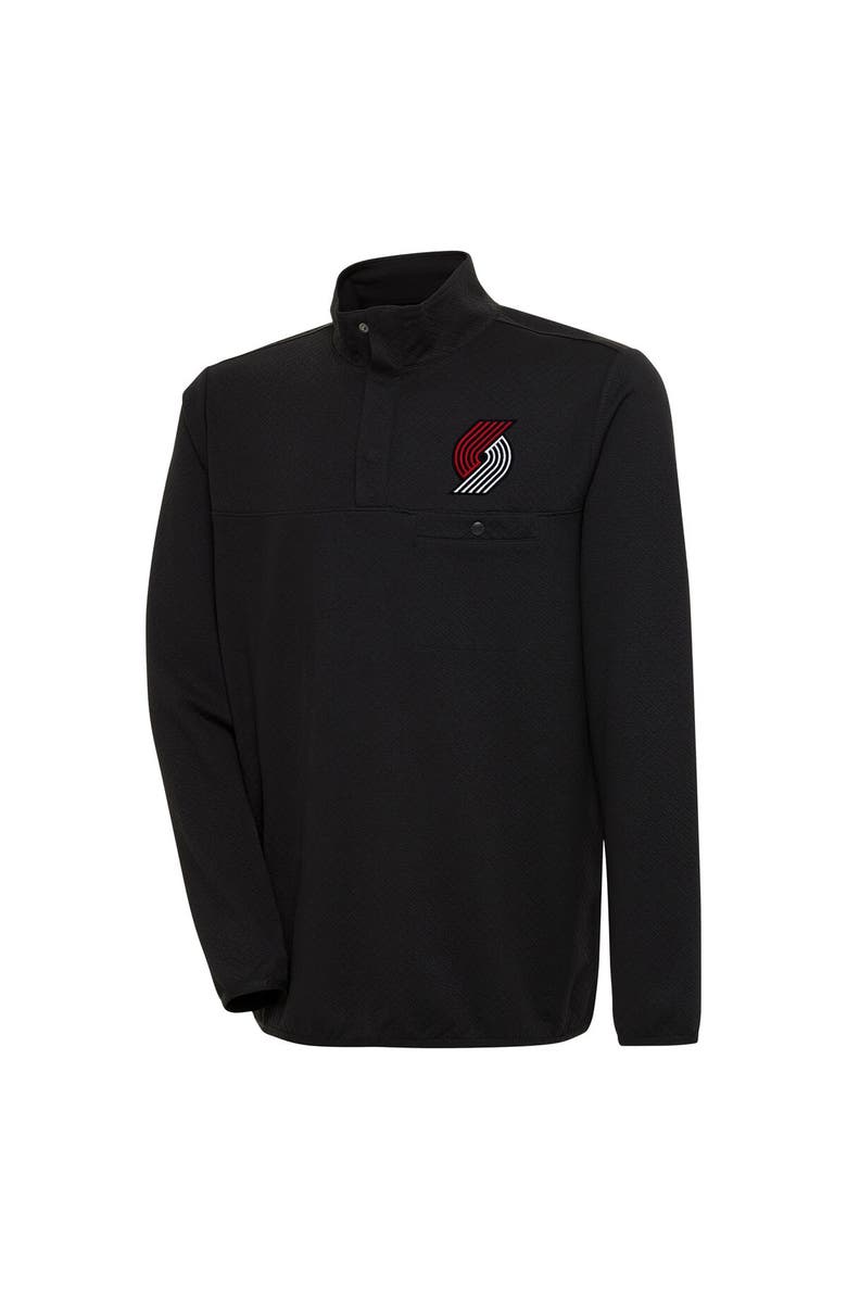 ANTIGUA Men's Antigua  Black Portland Trail Blazers Steamer Quarter-Snap Pullover Top, Main, color, 
