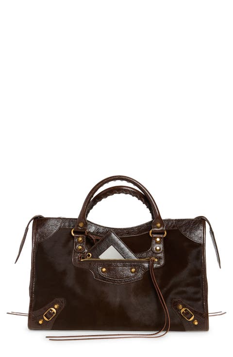 Medium Le City Genuine Calf Hair & Arena Leather Satchel