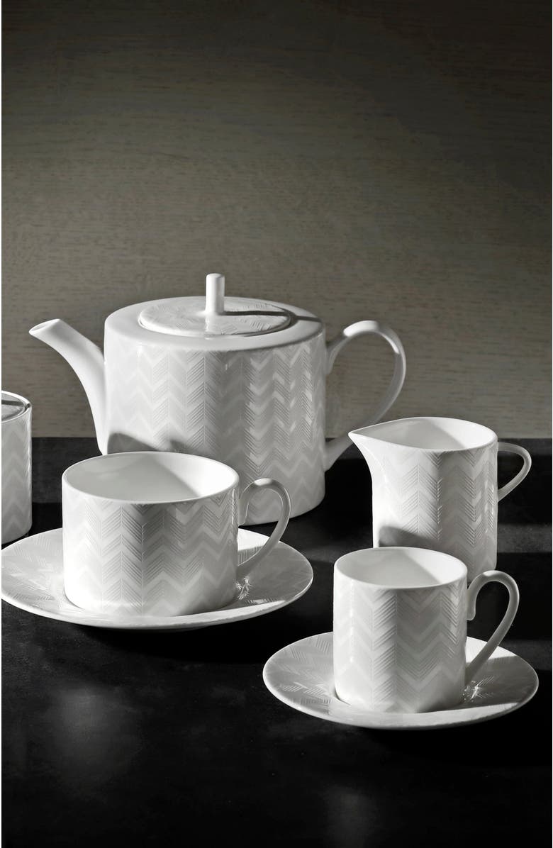 Missoni Home Tableware Creamer ZIG ZAG White diam. 3.5", H 3.3", Alternate, color, White