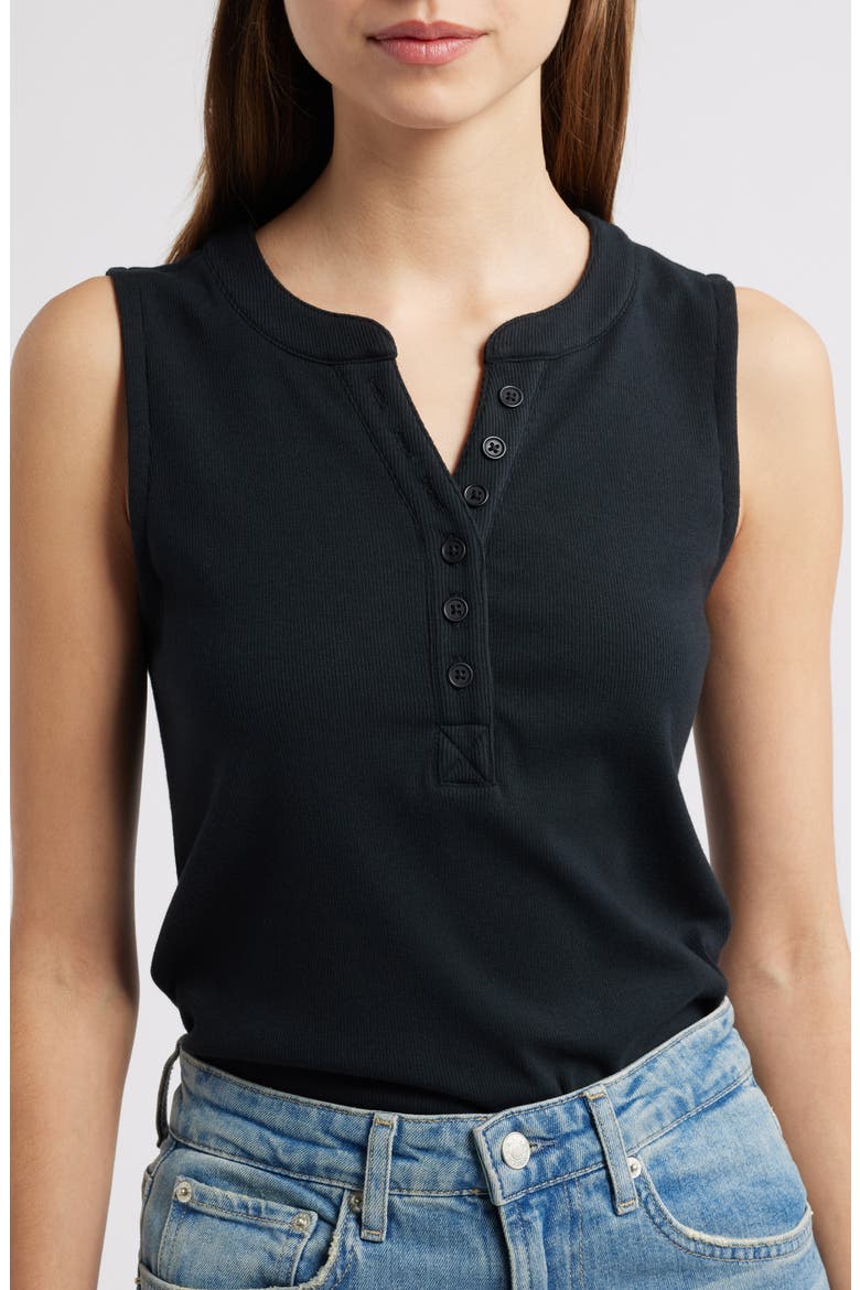 Mayla Rib Henley Tank, Alternate, color, BLACK