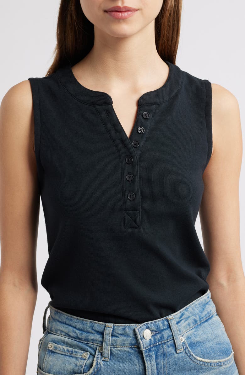 Rails Mayla Rib Henley Tank, Alternate, color, Black