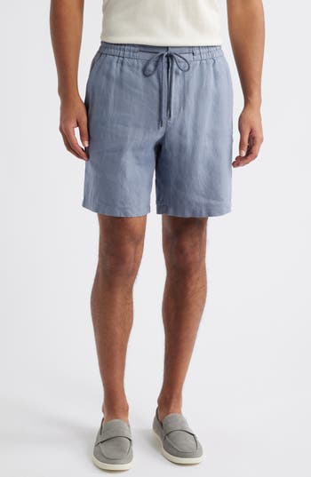 Nordstrom Hybrid City Flat Front Linen Shorts In Blue
