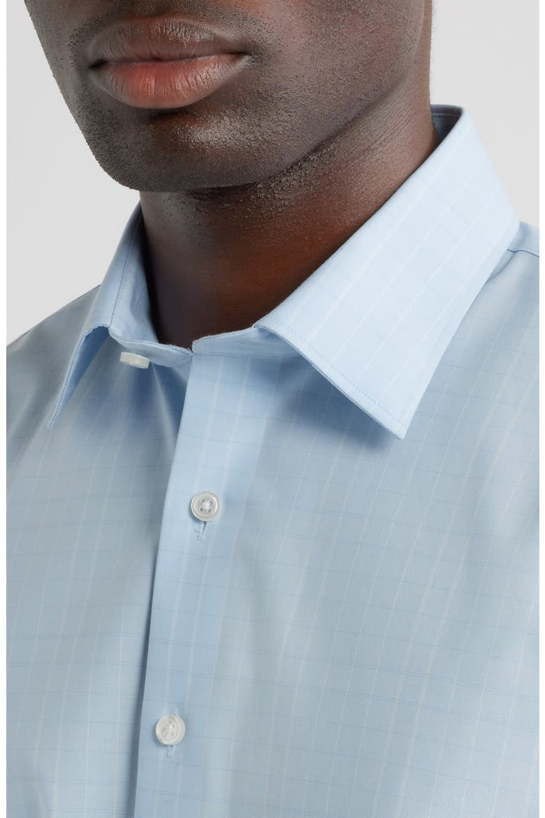 Bryston Signature Trim Fit Windowpane Check Cotton Dress Shirt, Alternate, color, BLUE BRYSTON PLAID