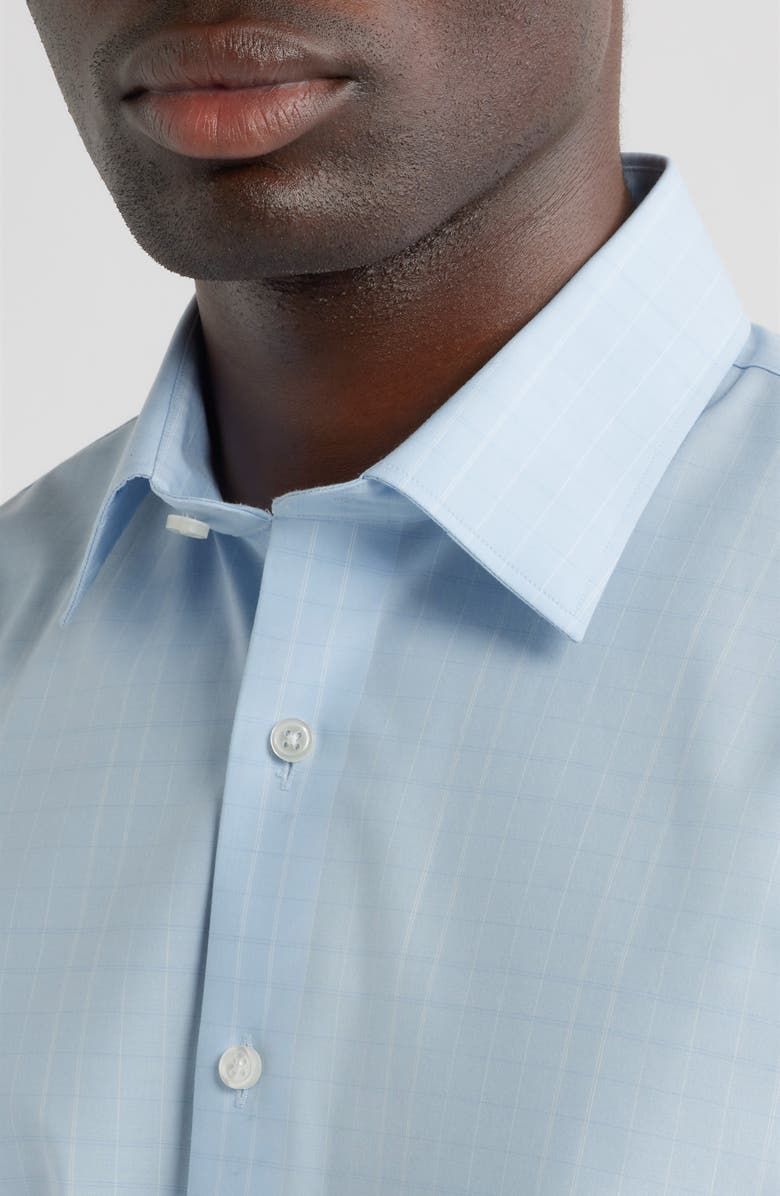 Nordstrom Bryston Signature Trim Fit Windowpane Check Dress Shirt, Alternate, color, Blue Bryston Plaid