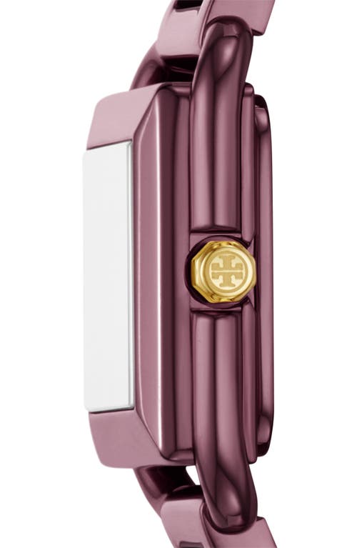 Tory Burch Women's The Kira Square Purple Stainless Steel Bracelet Watch 18mm In Purple