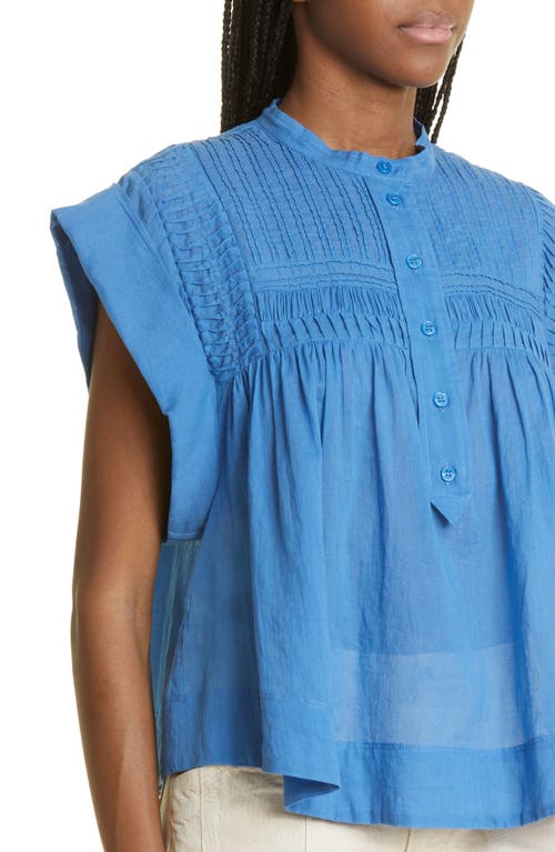 Isabel Marant Étoile Leaza Pintuck Cotton Blouse In Blue