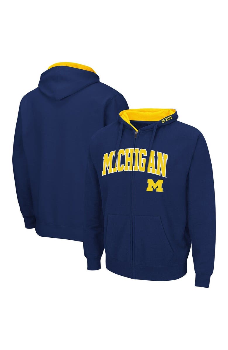 COLOSSEUM Men's Colosseum Navy Michigan Wolverines Arch & Logo 3.0 Full-Zip Hoodie, Main, color, Navy