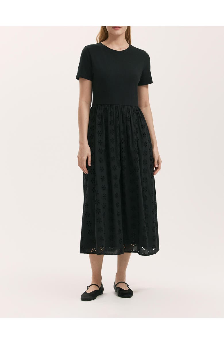 Finery London Brea Embroidered Gathered Midi Dress, Alternate, color, Black