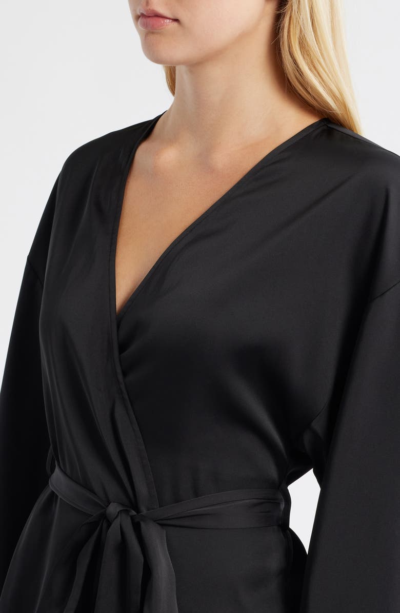 Open Edit Get Ready with Me Satin Robe, Alternate, color, Black