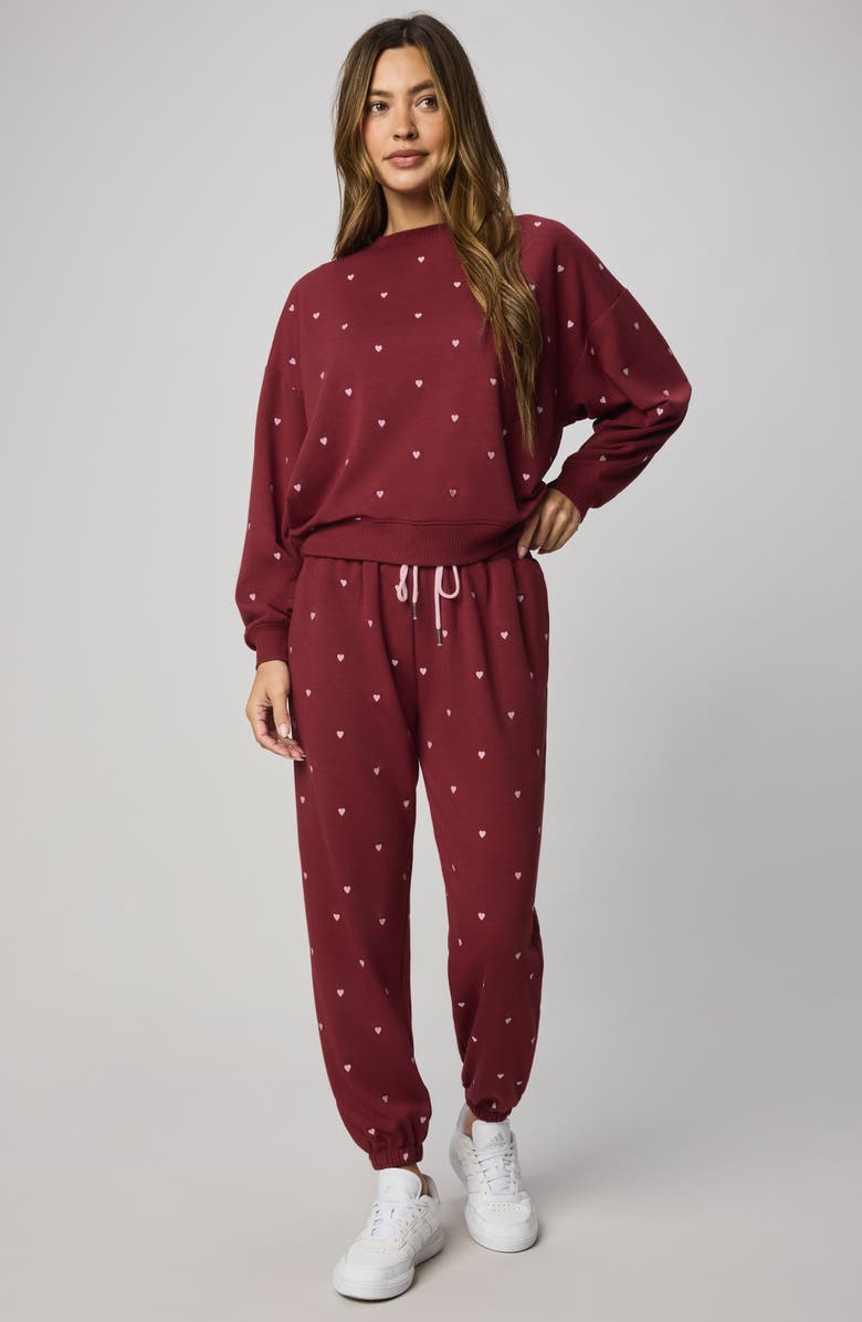 Splendid Love Embroidered Lounge Sweatshirt, Alternate, color, Red/ White Rose