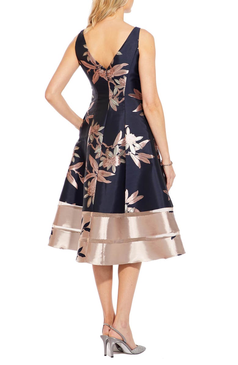 Adrianna Papell Metallic Jacquard Sleeveless Midi Dress, Alternate, color, 