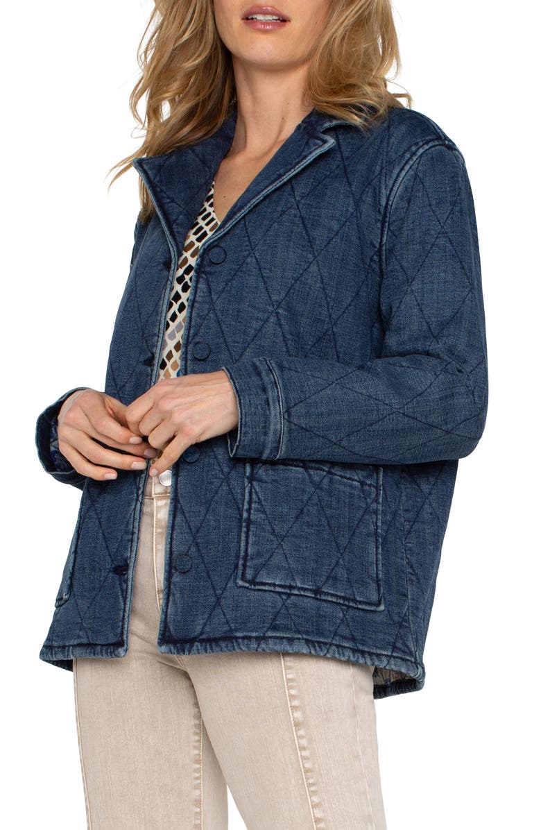 Liverpool Los Angeles Notched Collar Quilted Denim Jacket, Alternate, color, 